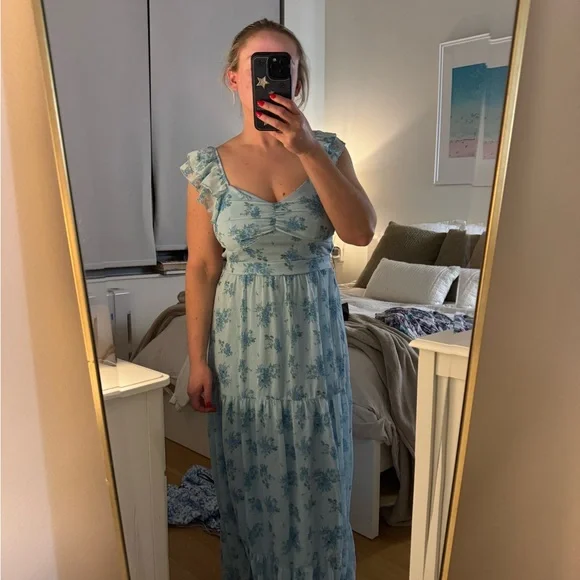 Altar'd State Light Blue Floral Tie-Shoulder Swim Coverup - Picture 3 of 3